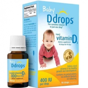 美國 Baby Ddrops 400iu 嬰兒維生素D3滴劑2.5mL(藍色)