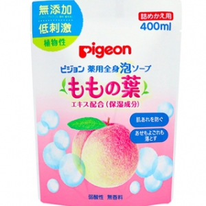 Pigeon 貝親 兒童藥用全身泡沫肥皂 桃葉 補充 裝 400ml x4